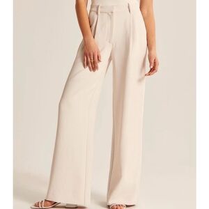 Elegant Cream Wide-Leg Women's Pants